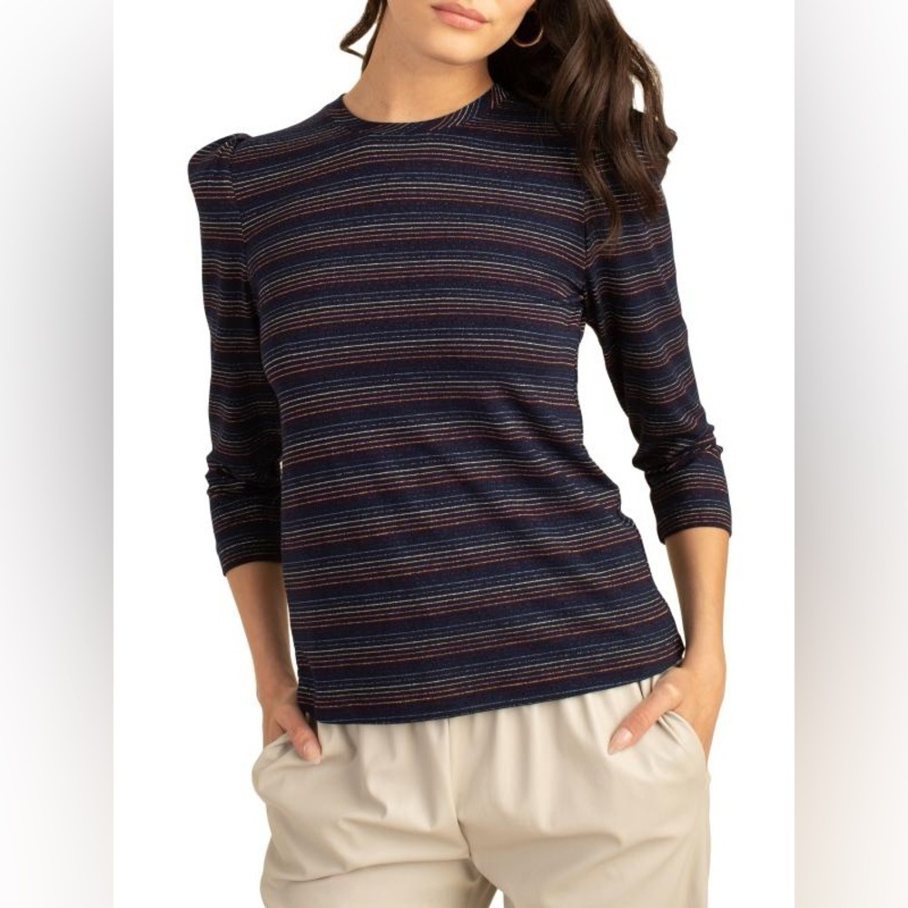 Trina Turk La Paloma Long Sleeve Top in Blue - Size M